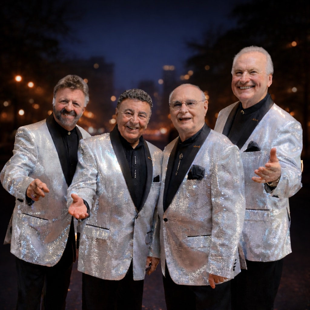 The Fabulous Acchords in silver sequined jackets